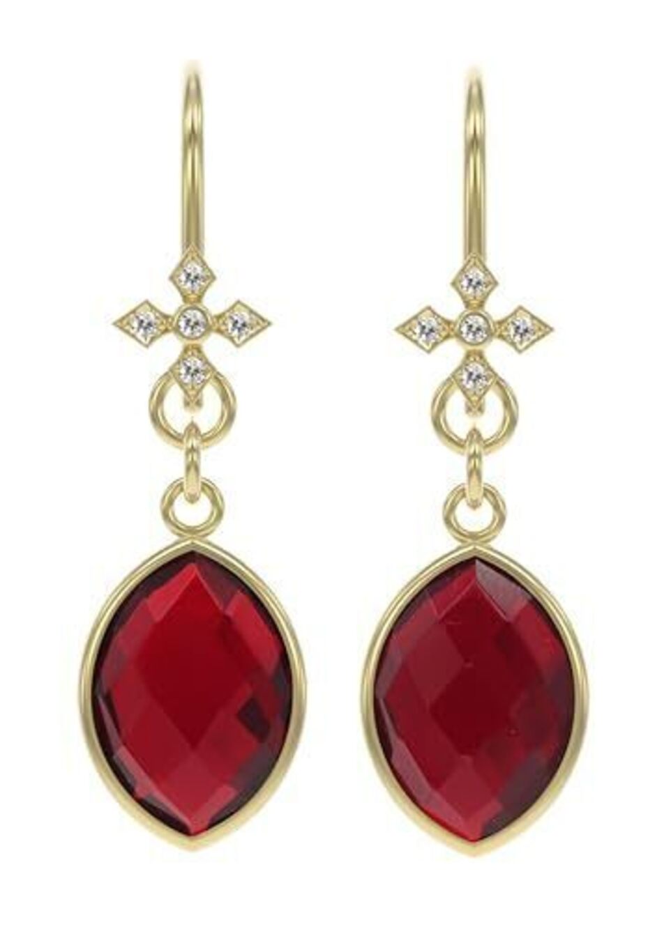3165 Garnet Earrings in Marquise Shape - 18K Gold Vermeil, Certified 925